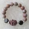 Cracked Alashan Agate bracelet with skull charm