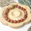 Red Maroon Alashan Agate Bracelet with Bunny Hello Kitty Charm - Image 2