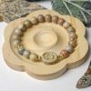 Muted Multicolor Alashan Agate with Oval Rose Charm