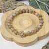 Creamy Nude Alashan Agate with Beige Rose Charm - Image 2