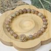 Creamy Nude Alashan Agate with Beige Rose Charm