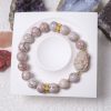 Light Pink Cracked Alashan Agate Bracelet with Mermaid Charm
