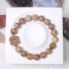 Pink, Yellow, Brown Alashan Agate with Ruyi Charm