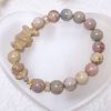 Creamy Pastel Multicoloured Alashan Agate Bracelet with Cinnamoroll and Rose Charm - Image 3