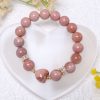 Pink Red Alashan Agate Bracelet with Heart Charm