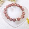 Pink Red Alashan Agate Bracelet with Heart Charm - Image 2