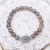 Purple, Blue Alashan Agate with Lotus Charm - Image 2