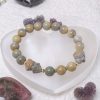 Blue Caramel Alashan Agate Bracelet with Cinnamoroll and Cupcake Charm - Image 2