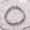 Macaron Caramel Alashan Agate Bracelet with Butterfly charm