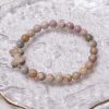 Macaron Caramel Alashan Agate Bracelet with Butterfly charm - Image 2