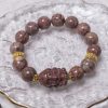 Red Brown cracked Alashan with Ganesha Elephant Charm