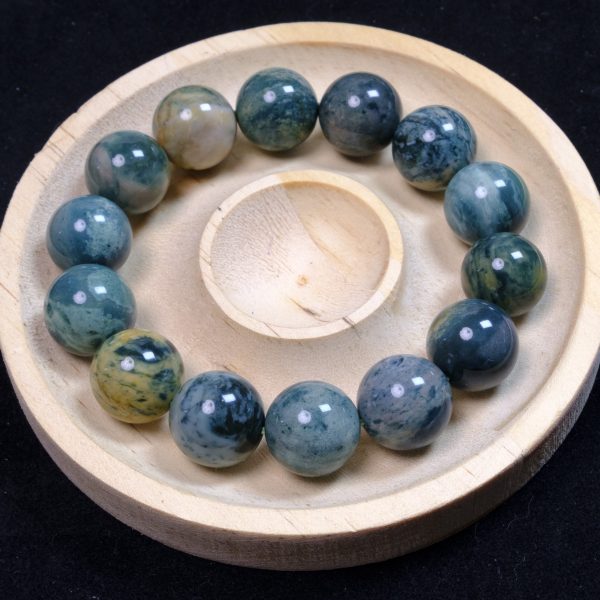 Blue and White Porcelain Alashan Agate Bracelet 13mm