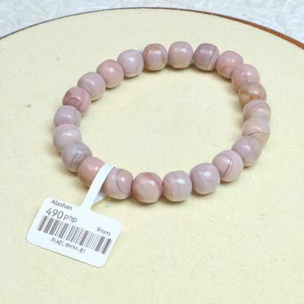 Light Pink Alashan Agate with Barrel Beads