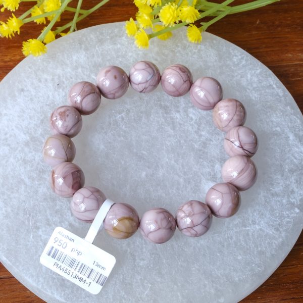 Light Pink Cracked Pattern Alashan Agate (13mm)