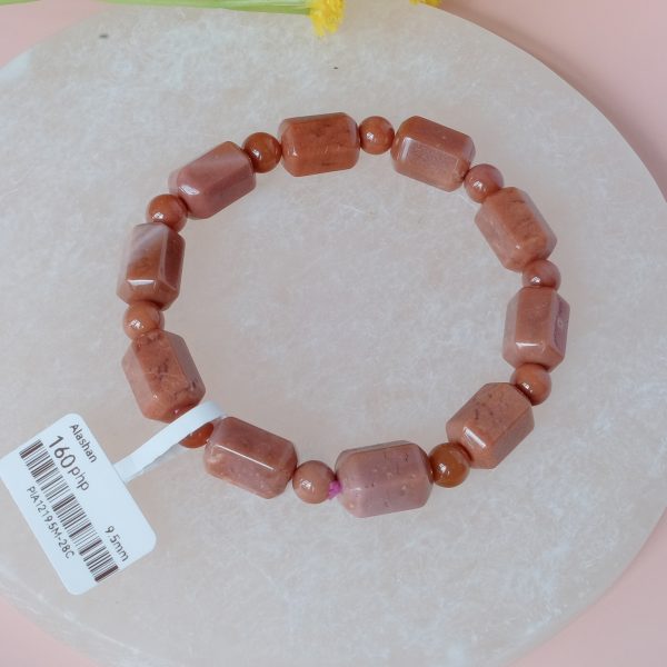 [Clearance] Light Red Barrel Beads Alashan Agate 9.5mm