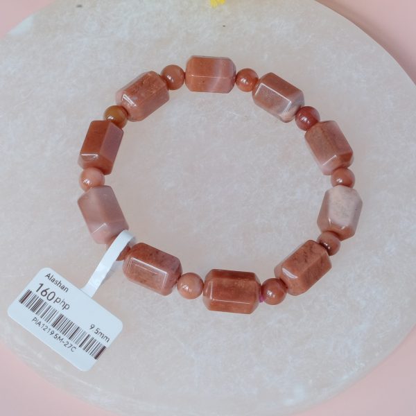 [Clearance] Light Red Barrel Beads Alashan Agate 9.5mm