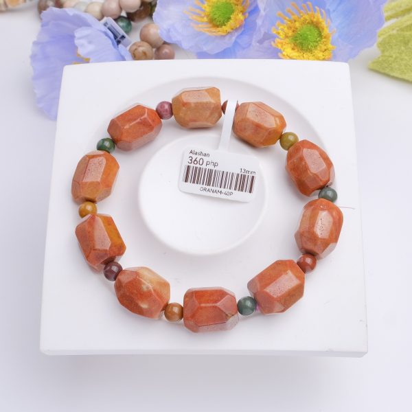 Orange Brown Faceted Freeform Alashan Agate (13mm) - Image 2