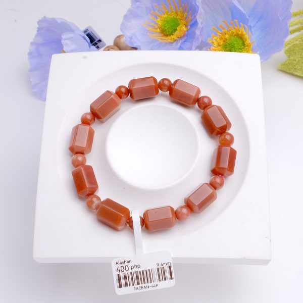 Red Brown Faceted Barrel Alashan Agate 9.4mm - Image 2