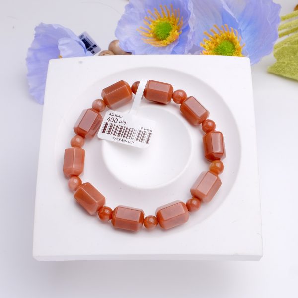 Red Brown Faceted Barrel Alashan Agate 9.4mm