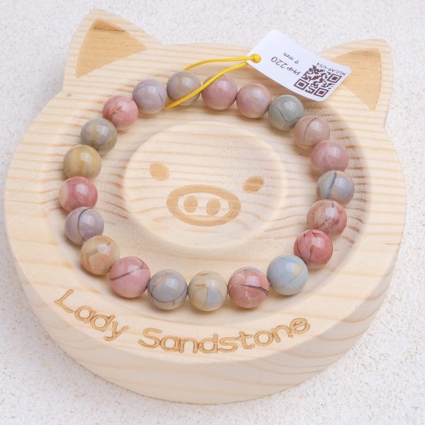 Multicolour Oil Painting Alashan Agate Bracelet 9mm