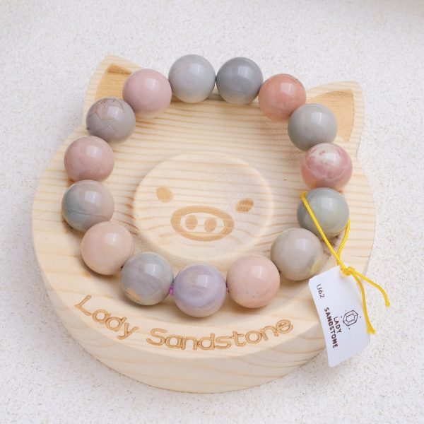 Pastel Polychrome Alashan Agate Bracelet 14.4mm - Image 2