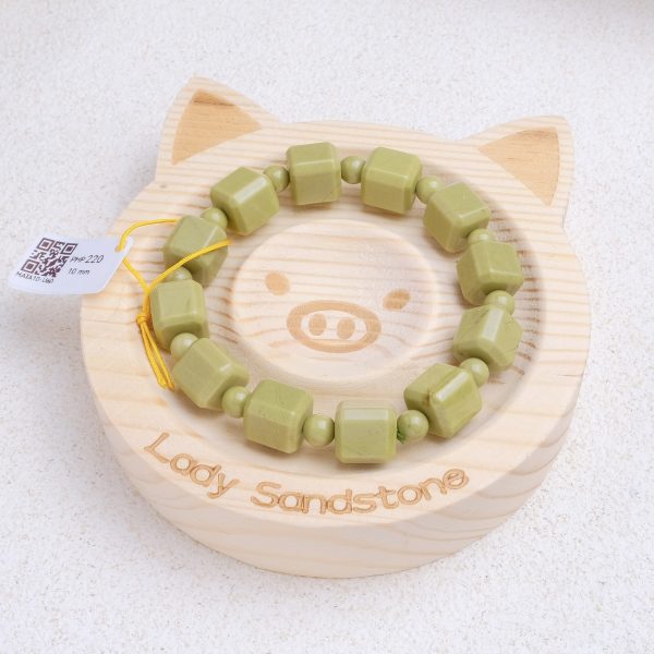 Matcha Cube Alashan Agate Bracelet 10mm - Image 2