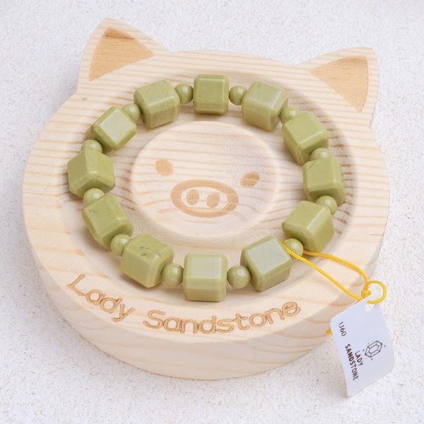 Matcha Cube Alashan Agate Bracelet 10mm