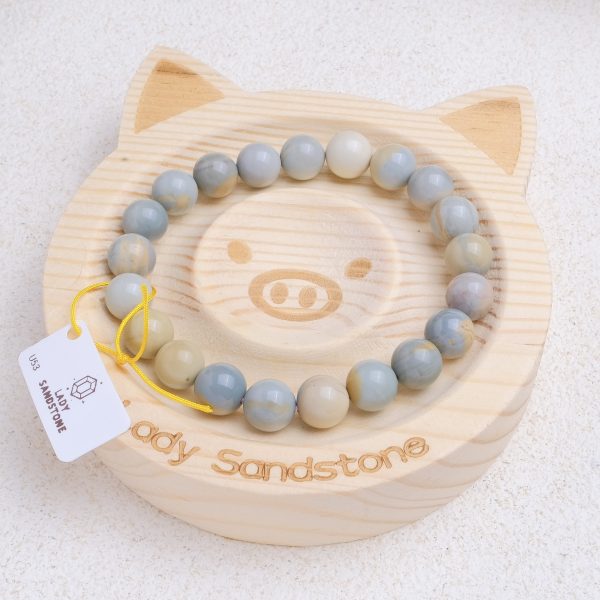 Blue Yellow Alashan Agate Bracelet 9mm - Image 2