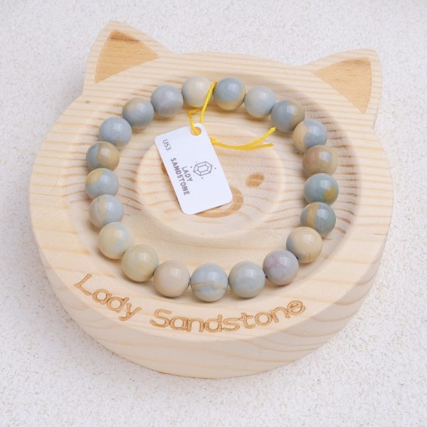 Blue Yellow Alashan Agate Bracelet 9mm