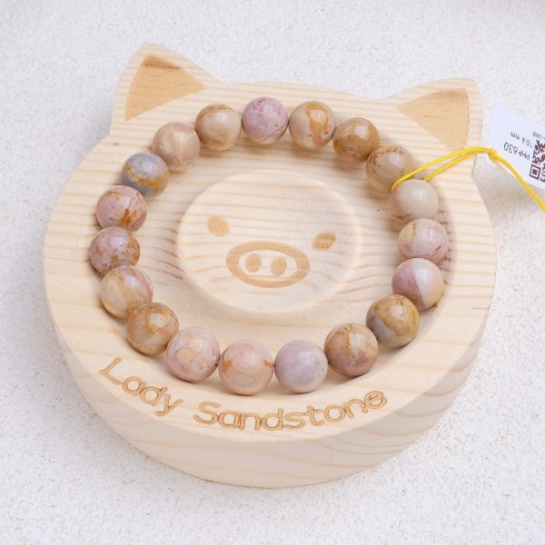 Colorful Caramel Alashan Agate Bracelet 10.6mm - Image 2