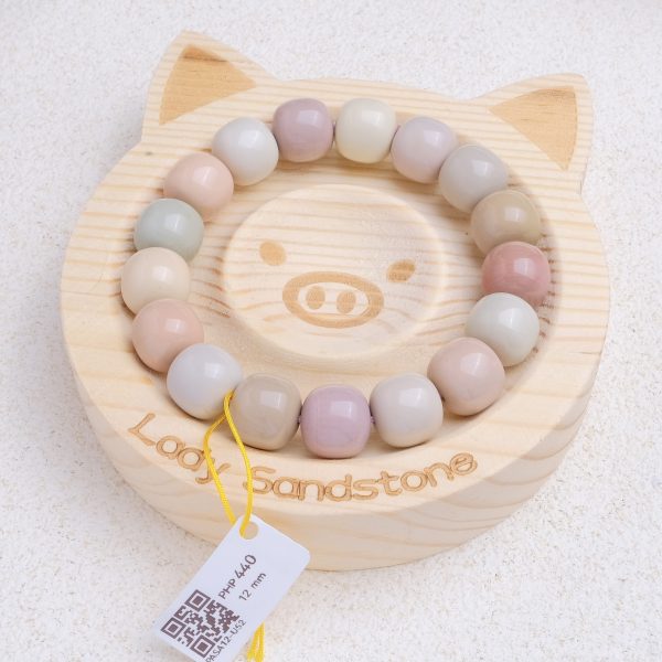 Pastel Barrel Alashan Agate Bracelet 12mm