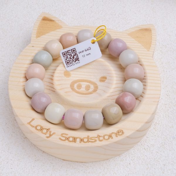 Pastel Barrel Alashan Agate Bracelet 12mm - Image 2