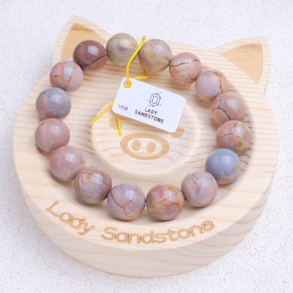 Polychrome Cracked Caramel Alashan Agate Bracelet 12.5mm