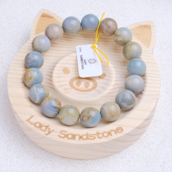 Blue Yellow Alashan Agate Bracelet 12mm