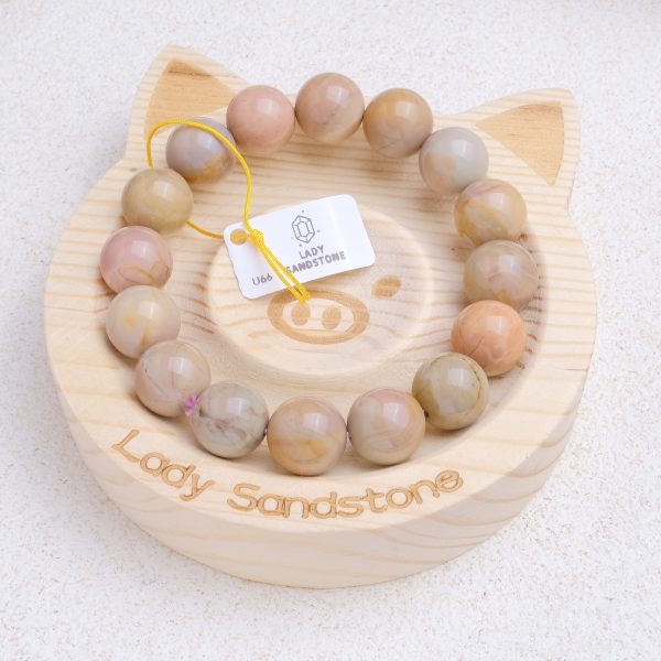 Yellow Oil Painting Alashan Agate Bracelet 12.8mm - Image 2