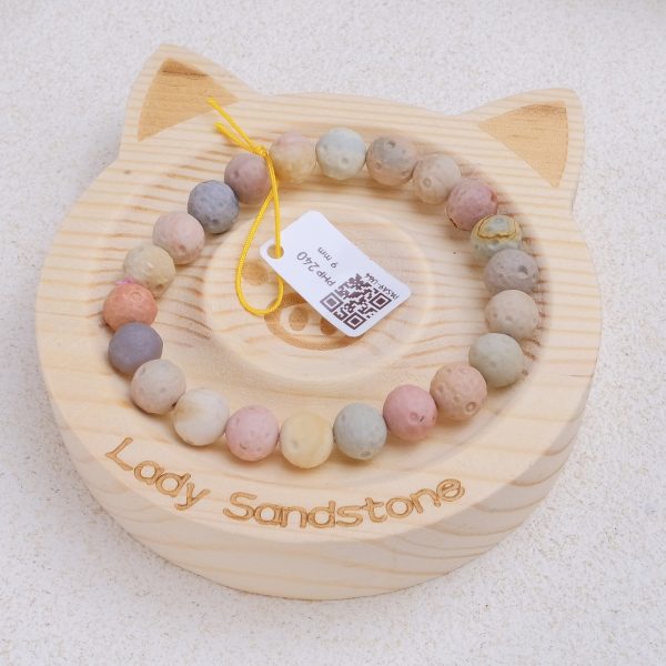 Pastel Matte Moon Alashan Agate Bracelet 9mm