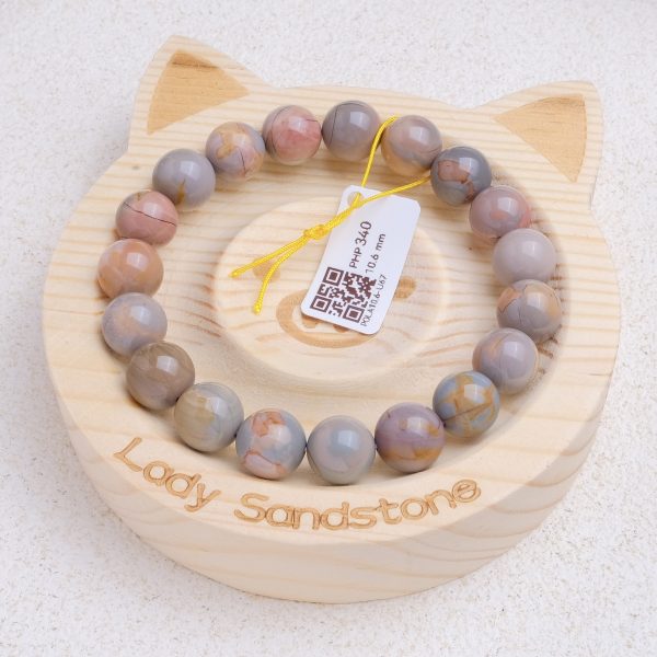 Polychrome Cracked Caramel Alashan Agate Bracelet 10.6mm