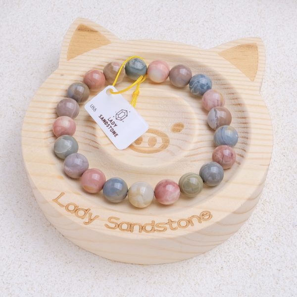 Multicolour Oil Painting Alashan Agate Bracelet 9mm - Image 2