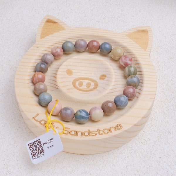 Multicolour Oil Painting Alashan Agate Bracelet 9mm