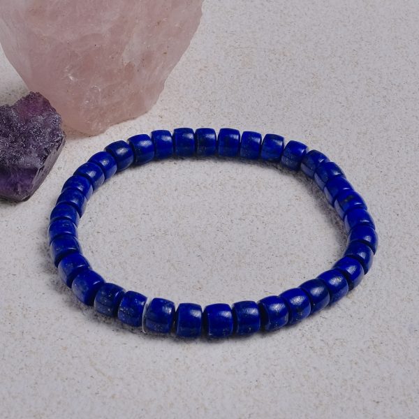 HQ Lapis Lazuli Barrel Beads Bracelet 6mm