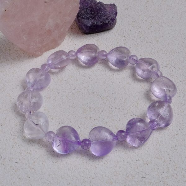 Light Amethyst Heart Bracelet 13mm