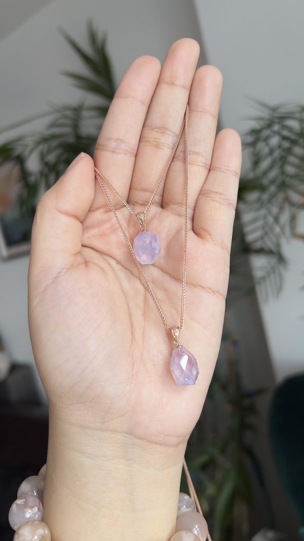 Lavender Moon Quartz Pendant with Rose gold S925 clasp and necklace