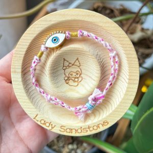 Evil Eye Charm Pink Handwoven Bracelet