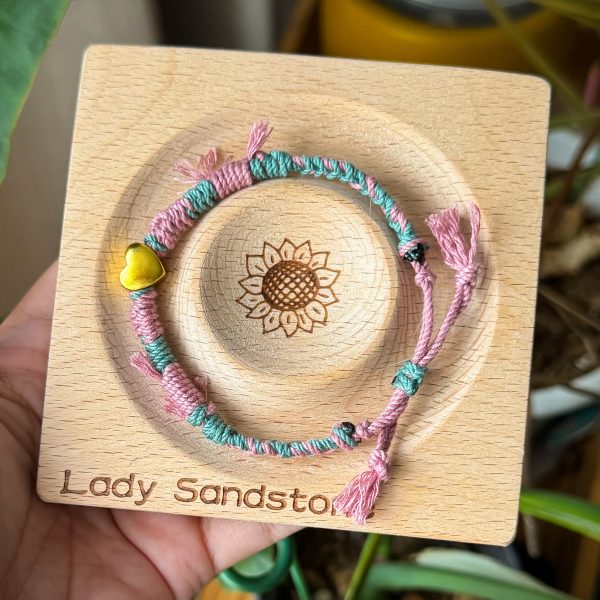 Heart charm handwoven bracelet