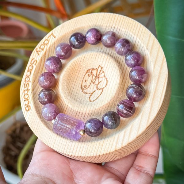 Pink Purple Tourmaline 11mm with Lucky Turn Amethyst Charm - Image 2
