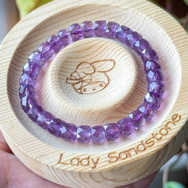 Faceted Barrel Amethyst Bracelet 7.3mm