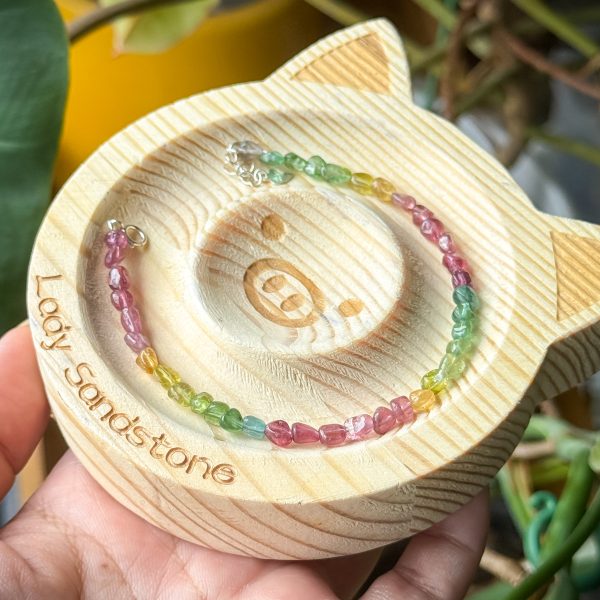 Rainbow Neon Nuggets Tourmaline Bracelet 3mm (with s925 lock)