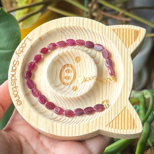 Oval Pink Tourmaline Bracelet 5.5mm (with s925 lock) - Image 3
