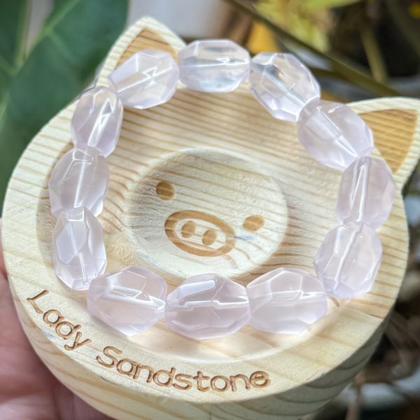 Faceted Freeform Rose Quartz Bracelet 13mm
