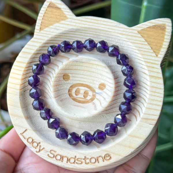 Faceted Amethyst Bracelet 7mm - Image 2